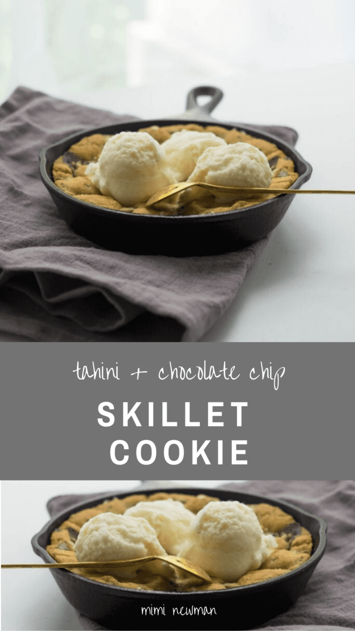 Skillet Tahini Chocolate Chip Cookie