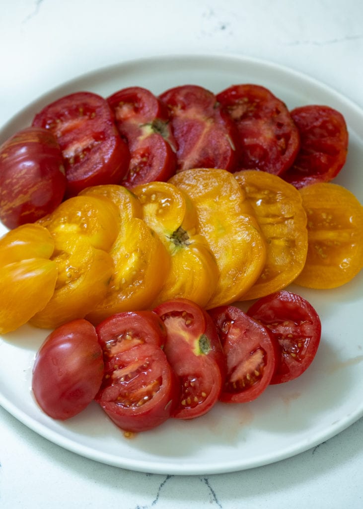 Sliced heirloom tomatoes